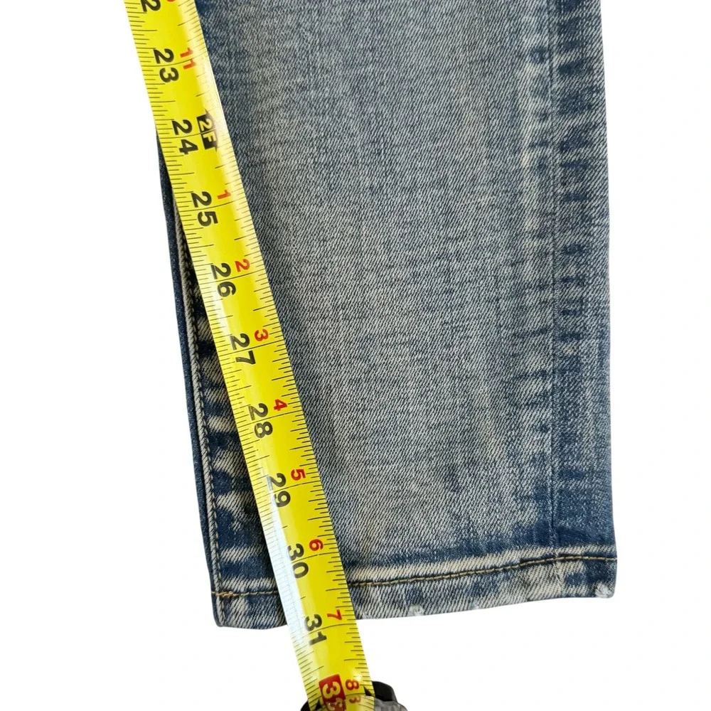 Crysp Denim Men's‎ Distressed Ripped Patch Jeans Sz 28 Blue 28x31 Moto Fit Biker